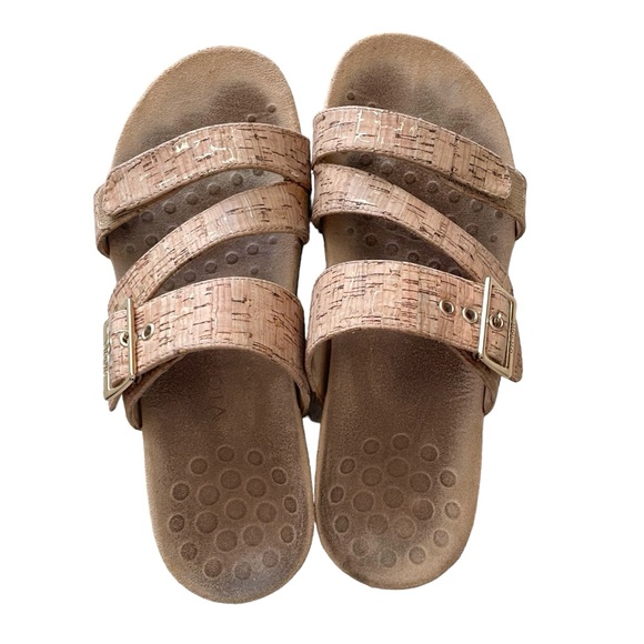 Vionic Skylar Sandals Size 9 Tan and Gold Cord Slide Adjustable Straps - Picture 7 of 10